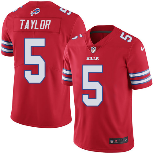 Men's Limited Tyrod Taylor Nike Jersey Red - #5 Rush NFL Buffalo Bills